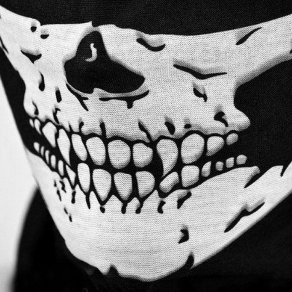 Skull Black & White Biker Neck Warmer Ski Mask O/S - Picture 5 of 5